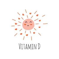 vrolijk zon glimlacht. vitamine d. vector hand- getrokken