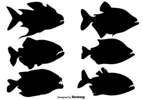 Piranha Vissen Vector Silhouetten