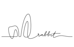 konijn oren hand- getrokken doorlopend lijn tekening vector