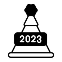 nieuw jaar 2023 hoed icoon, partij hoed vector