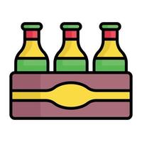bewerkbare ontwerp van bier krat, bier flessen binnen de doos vector