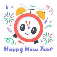modieus alarm klok sticker van gelukkig nieuw jaar partij vector