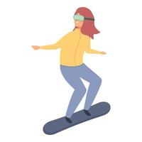 meisje snowboarden icoon tekenfilm vector. vrouw werkzaamheid vector