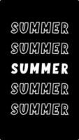 tekst met de woord zomer in wit Aan zwart achtergrond. vector illustratie