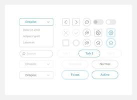 software ui elementen uitrusting. gebruiker instelling geïsoleerd vector componenten. vlak navigatie menu's en koppel toetsen sjabloon. licht thema web ontwerp widget verzameling voor mobiel toepassing