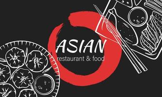 Aziatisch keuken schetsen spandoek. Japans voedsel menu ontwerp sjabloon. hand- getrokken vector illustratie