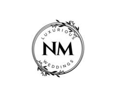 nm brief bruiloft monogram logos sjabloon, hand- getrokken modern minimalistisch en bloemen Sjablonen voor uitnodiging kaarten, opslaan de datum, elegant identiteit. vector