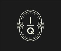 iq initialen brief bruiloft monogram logos sjabloon, hand- getrokken modern minimalistisch en bloemen Sjablonen voor uitnodiging kaarten, opslaan de datum, elegant identiteit. vector