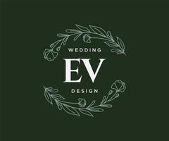 ev initialen brief bruiloft monogram logos verzameling, hand- getrokken modern minimalistisch en bloemen Sjablonen voor uitnodiging kaarten, opslaan de datum, elegant identiteit voor restaurant, boetiek, cafe in vector