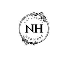 nh initialen brief bruiloft monogram logos sjabloon, hand- getrokken modern minimalistisch en bloemen Sjablonen voor uitnodiging kaarten, opslaan de datum, elegant identiteit. vector