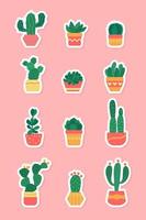 cactus stickers reeks vector