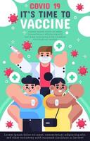 covid-19 haar tijd naar vaccin poster vector