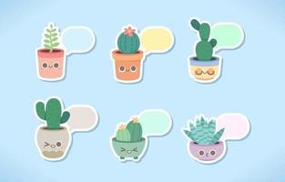 schattig vetplanten tekenfilm stickers vector