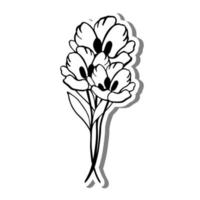 monochroom drie bloemen Aan wit silhouet en grijs schaduw. vector illustratie voor decoratie of ieder ontwerp.