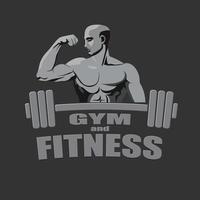 fitness gym logo mockup bodybuilder met biceps vector