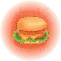waterverf Hamburger met vlees, kaas, sla en tomaten grafiek 01 vector