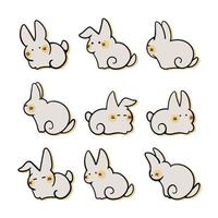verzameling van schattig konijn tekenfilm karakter icoon vector grafiek