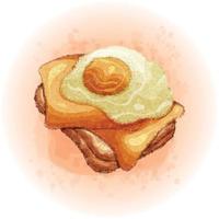 waterverf brood met ei en kaas voor ontbijt maaltijd illustratie vector