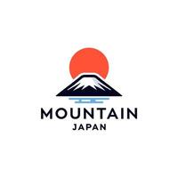 Japan berg logo illustratie met rood zon icoon ontwerp vector