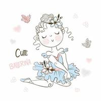 schattig ballerinameisje in een tutu vormt vector