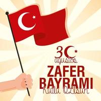 zafer bayrami-vieringskaart met turkse vlag vector