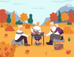 picknick in de herfstplatteland vector