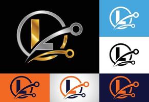 eerste l monogram alfabet in een cirkel met een technologie teken symbool. technologie logo ontwerp concept vector sjabloon. doopvont embleem