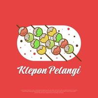 klepon pelangi, Indonesisch traditioneel voedsel of snacks. hand- getrokken vector illustratie