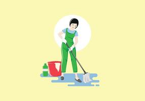 Vrouwelijke professionele schoonmaakdienst vector