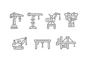 Hijsmachine Crane En Winch Set Icons