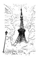 toren in zwart en wit vector illustratie