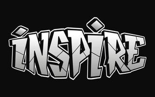 inspireren woord trippy psychedelisch graffiti stijl letters.vector hand- getrokken tekening tekenfilm logo inspireren illustratie. grappig koel trippy brieven, mode, graffiti stijl afdrukken voor t-shirt, poster concept vector