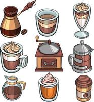 koffie en desserts pictogrammen reeks geïsoleerd voor menu of andere ontwerp. illustratie vector