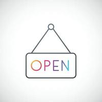 hangende teken met tekst open. Open symbool. voorraad vector