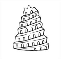 toren van Babel. oude stad Babylon van mesopotamie en Irak. bijbels verhaal. sumerisch beschaving. geschiedenis en archeologie. hand- getrokken schetsen geïsoleerd Aan wit vector