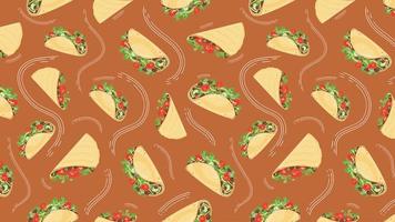 horizontaal naadloos achtergrond en afdrukbare sjabloon met smakelijk Latijns Amerikaans voedsel. Quesadilla en taco's in een vlak stijl. vector