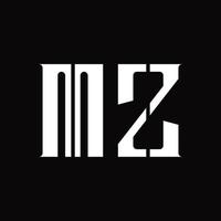 mz logo monogram met midden- plak ontwerp sjabloon vector