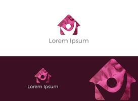 liefdadigheid en zorg huis logo ontwerp. mensen in huis vector icoon.