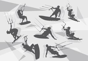 kitesurfing silhouet pack vector