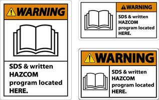 waarschuwing sds en hazcom gelegen hier teken Aan wit achtergrond vector