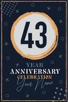 43 jaren verjaardag uitnodiging kaart. viering sjabloon modern ontwerp elementen donker blauw achtergrond - vector illustratie