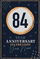 84 jaren verjaardag uitnodiging kaart. viering sjabloon modern ontwerp elementen donker blauw achtergrond - vector illustratie