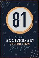 81 jaren verjaardag uitnodiging kaart. viering sjabloon modern ontwerp elementen donker blauw achtergrond - vector illustratie