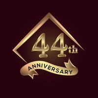 44 jaar verjaardag viering. verjaardag logo met plein en elegantie gouden kleur geïsoleerd Aan rood achtergrond, vector ontwerp voor viering, uitnodiging kaart, en groet kaart