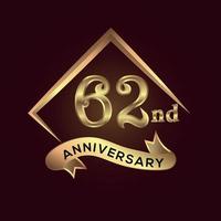 62 jaar verjaardag viering. verjaardag logo met plein en elegantie gouden kleur geïsoleerd Aan rood achtergrond, vector ontwerp voor viering, uitnodiging kaart, en groet kaart