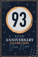 93 jaren verjaardag uitnodiging kaart. viering sjabloon modern ontwerp elementen donker blauw achtergrond - vector illustratie
