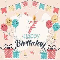 th gelukkig verjaardag vector ontwerp voor groet kaarten en poster met ballon en geschenk doos ontwerp.