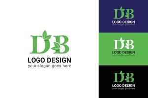 db brieven eco logo met blad. vector lettertype voor natuur affiches, eco vriendelijk embleem, veganistisch identiteit, kruiden en botanisch kaarten enz. ecologie db brieven logo met blad.