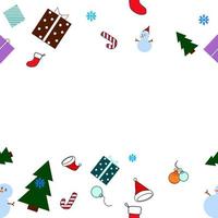 trouwen Kerstmis patroon vector. Kerstmis dag achtergrond voor afdrukken. sok , geschenkdoos, Kerstmis boom ,sneeuw jongen , sneeuwvlok en rood had van de kerstman claus zijn bestanddeel van afbeelding. Kerstmis achtergrond. vector