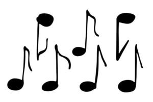 muziek- Notitie tekening set. hand- getrokken musical symbool. elementen voor afdrukken, web, ontwerp, decor, logo vector